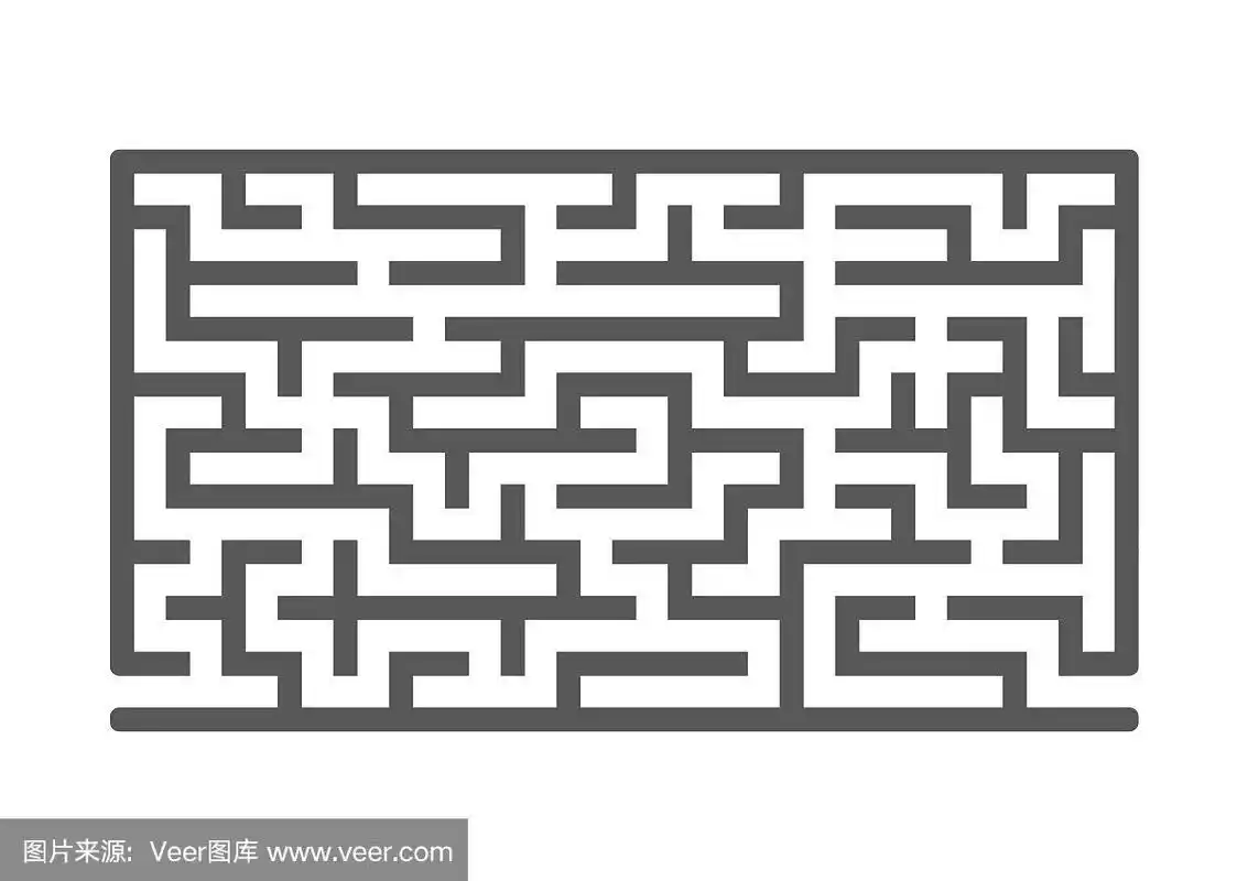 黑色长方形迷宫游戏,供儿童拼图