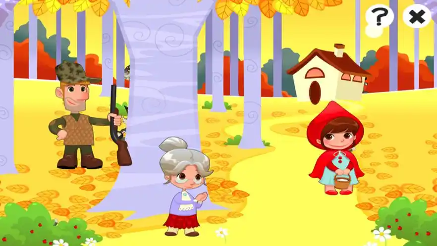 儿童游戏有关小红帽:游戏和拼图的幼儿园,学前班或幼儿园.