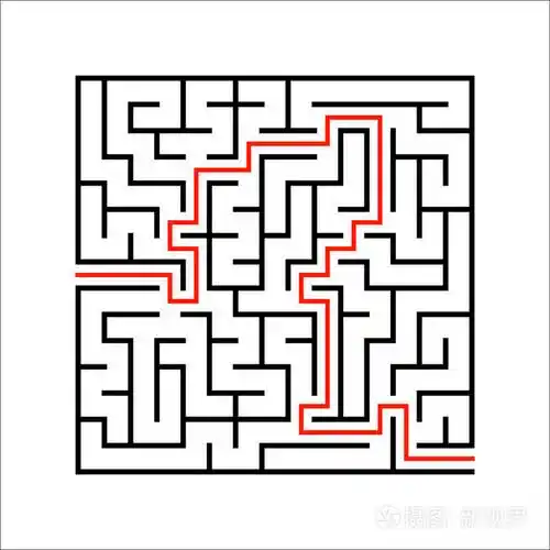 抽象的方形迷宫. 孩子们的游戏. 儿童拼图. 一个入口一个出口.