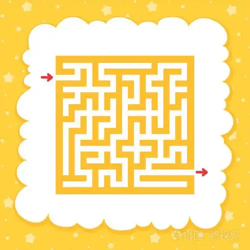 彩色方形迷宫. 孩子们的游戏. 儿童拼图. 一个入口一个出口.