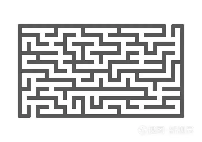 黑色长方形迷宫. 孩子们的游戏. 儿童拼图. 迷宫难题.